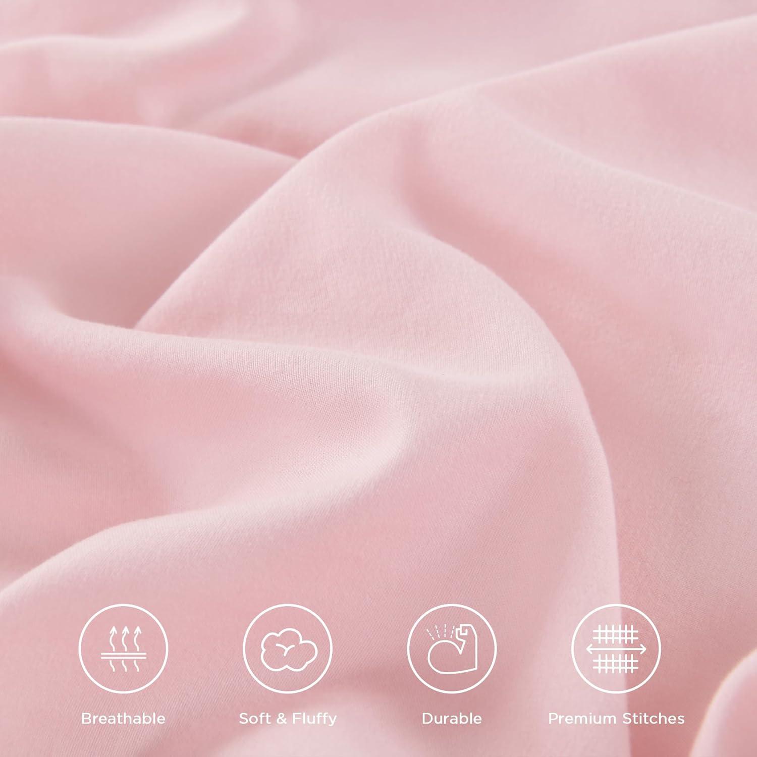 imageAndency White Ruffle Comforter Full Set 3pcs Vintage Farmhouse Shabby Chic Bedding Comforter Set Soft Lightweight Fluffy Bed Comforter Sets All Season Bedding SetPink