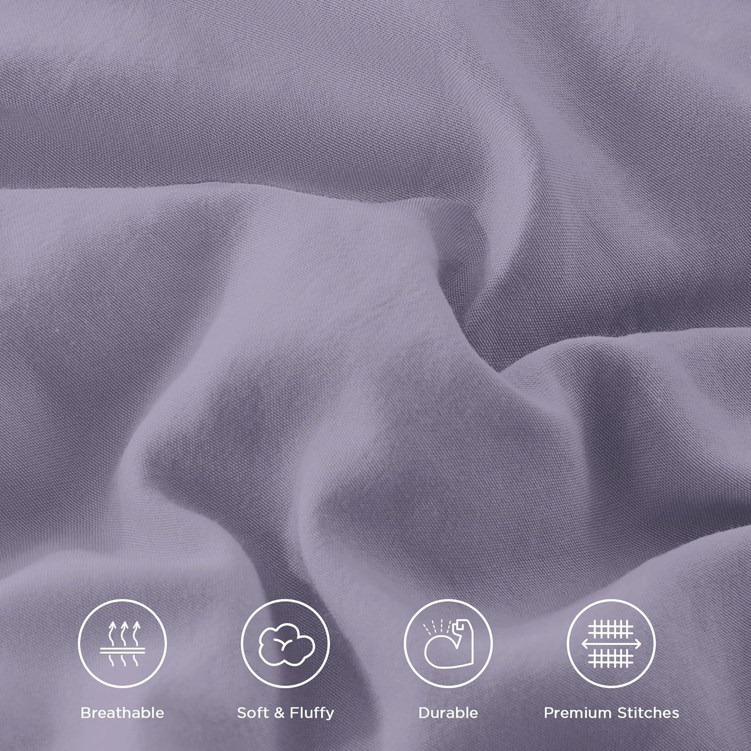 imageAndency White Ruffle Comforter Full Set 3pcs Vintage Farmhouse Shabby Chic Bedding Comforter Set Soft Lightweight Fluffy Bed Comforter Sets All Season Bedding SetGrayish Purple