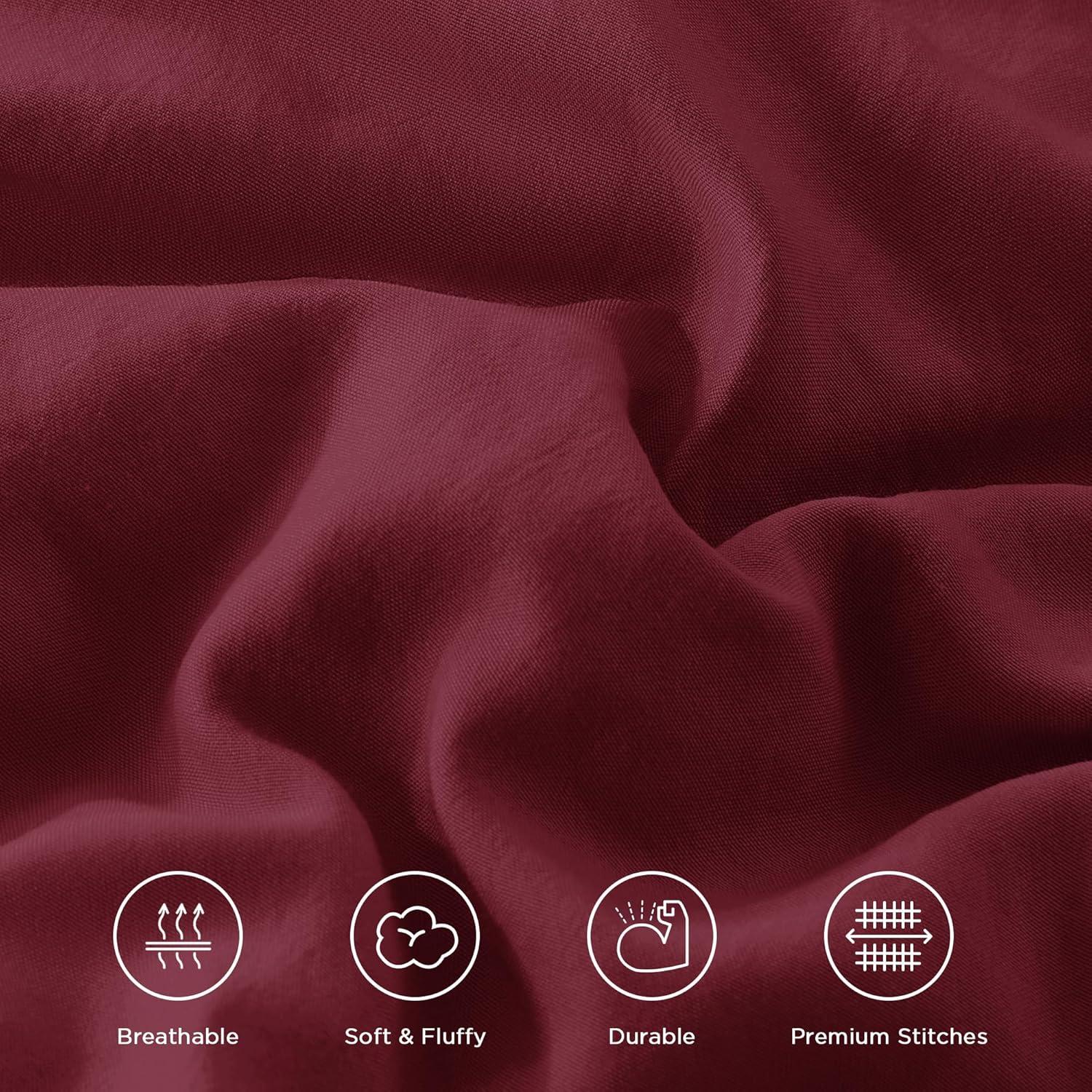imageAndency White Ruffle Comforter Full Set 3pcs Vintage Farmhouse Shabby Chic Bedding Comforter Set Soft Lightweight Fluffy Bed Comforter Sets All Season Bedding SetBurgundy