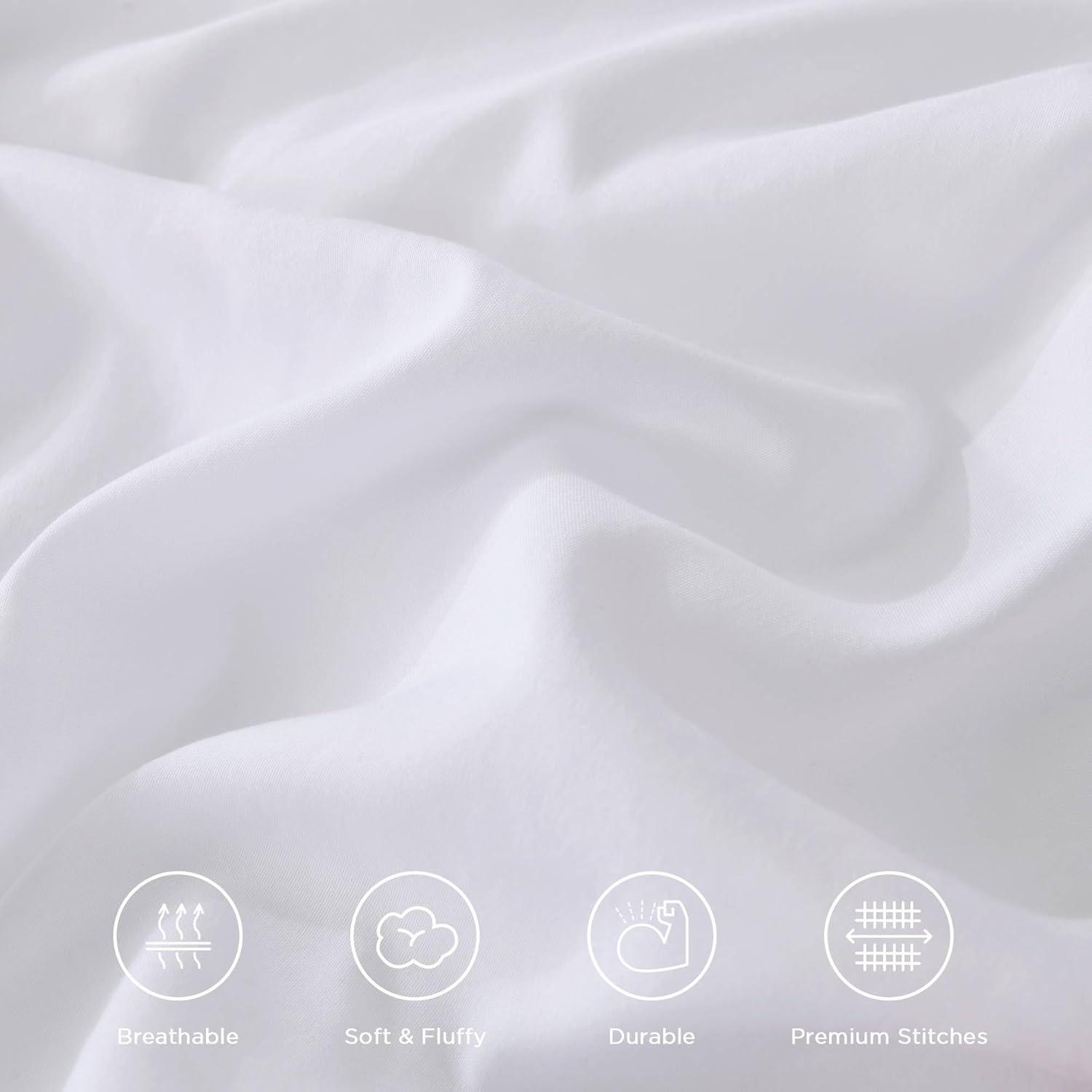 imageAndency White Ruffle Comforter Full Set 3pcs Vintage Farmhouse Shabby Chic Bedding Comforter Set Soft Lightweight Fluffy Bed Comforter Sets All Season Bedding SetWhite