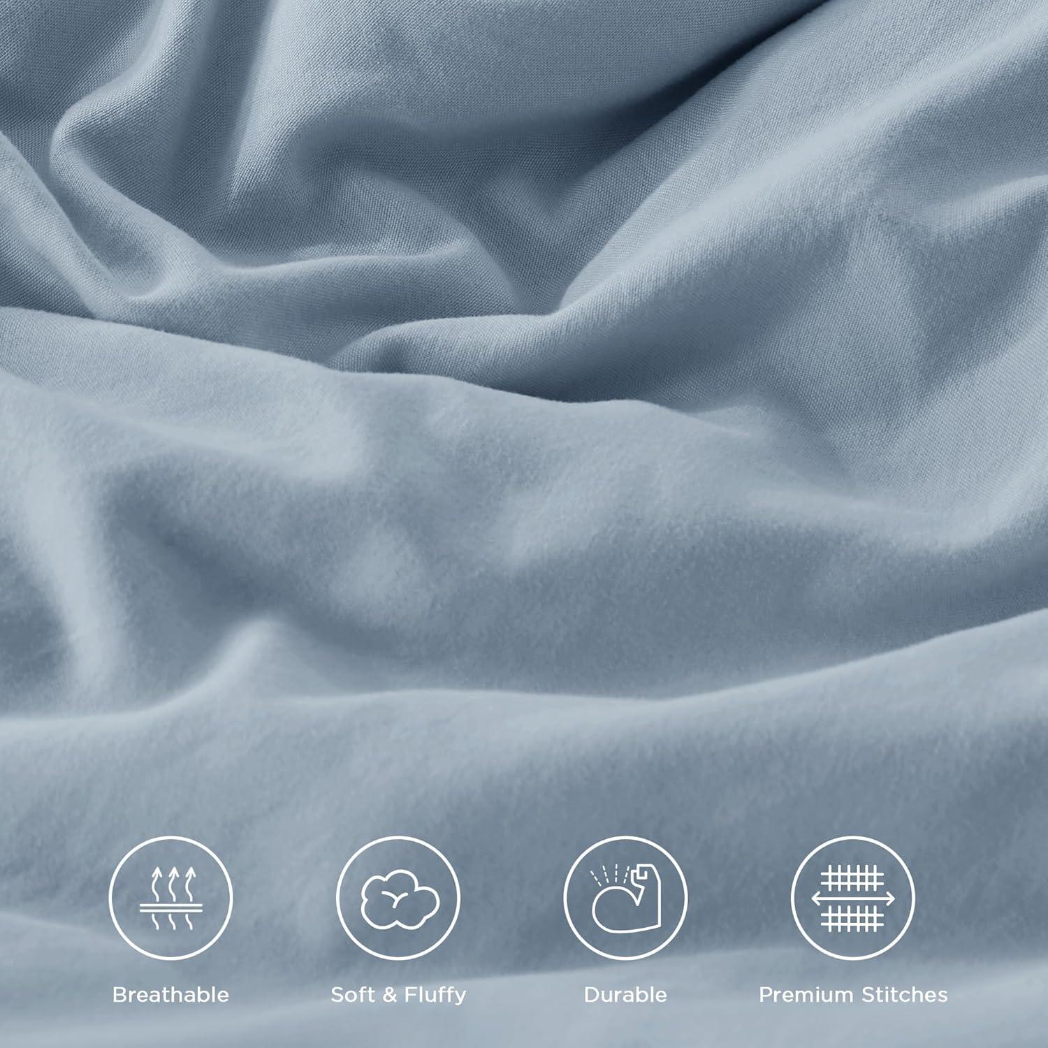 imageAndency White Ruffle Comforter Full Set 3pcs Vintage Farmhouse Shabby Chic Bedding Comforter Set Soft Lightweight Fluffy Bed Comforter Sets All Season Bedding SetGrayish Blue