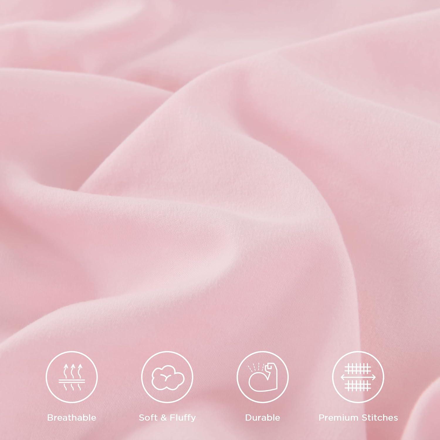 imageAndency White Ruffle Comforter Full Set 3pcs Vintage Farmhouse Shabby Chic Bedding Comforter Set Soft Lightweight Fluffy Bed Comforter Sets All Season Bedding SetPink