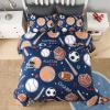 imageAndency 3D Basketball Comforter Twin66x90 Inch 2 Pieces1 Basketball Comforter 1 Pillowcase Sport Microfiber Bedding Set for Kids Boys TeensCartoon Ball Games