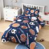 imageAndency 3D Basketball Comforter Twin66x90 Inch 2 Pieces1 Basketball Comforter 1 Pillowcase Sport Microfiber Bedding Set for Kids Boys TeensCartoon Ball Games