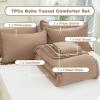 imageAndency Beige California King Size Comforter Set with Sheets  7 Pieces Boho Tassel Bed in a Bag Soft Lightweight Bedding Sets Fringe Bed Set with Comforter Sheets Pillowcases ampamp Shams08  Taupe