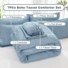 imageAndency Beige California King Size Comforter Set with Sheets  7 Pieces Boho Tassel Bed in a Bag Soft Lightweight Bedding Sets Fringe Bed Set with Comforter Sheets Pillowcases ampamp Shams09  Grayish Blue