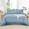 imageAndency Beige California King Size Comforter Set with Sheets  7 Pieces Boho Tassel Bed in a Bag Soft Lightweight Bedding Sets Fringe Bed Set with Comforter Sheets Pillowcases ampamp Shams09  Grayish Blue