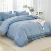 imageAndency Beige California King Size Comforter Set with Sheets  7 Pieces Boho Tassel Bed in a Bag Soft Lightweight Bedding Sets Fringe Bed Set with Comforter Sheets Pillowcases ampamp Shams09  Grayish Blue