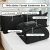 imageAndency Beige California King Size Comforter Set with Sheets  7 Pieces Boho Tassel Bed in a Bag Soft Lightweight Bedding Sets Fringe Bed Set with Comforter Sheets Pillowcases ampamp Shams06  Black