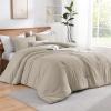 imageAndency Beige Twin Size Comforter Set Solid Bed Comforter 2 Pieces 1 Boho Comforter ampamp 1 Pillowcase Lightweight and Fluffy Plain Beige Bed Comforter Set for All SeasonWheat