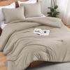 imageAndency Beige Twin Size Comforter Set Solid Bed Comforter 2 Pieces 1 Boho Comforter ampamp 1 Pillowcase Lightweight and Fluffy Plain Beige Bed Comforter Set for All SeasonWheat