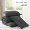 imageAndency Beige Twin Size Comforter Set Solid Bed Comforter 2 Pieces 1 Boho Comforter ampamp 1 Pillowcase Lightweight and Fluffy Plain Beige Bed Comforter Set for All SeasonDark Grey