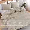 imageAndency Beige Twin Size Comforter Set Solid Bed Comforter 2 Pieces 1 Boho Comforter ampamp 1 Pillowcase Lightweight and Fluffy Plain Beige Bed Comforter Set for All SeasonWheat