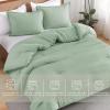 imageAndency Beige Twin Size Comforter Set Solid Bed Comforter 2 Pieces 1 Boho Comforter ampamp 1 Pillowcase Lightweight and Fluffy Plain Beige Bed Comforter Set for All SeasonSage Green