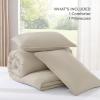 imageAndency Beige Twin Size Comforter Set Solid Bed Comforter 2 Pieces 1 Boho Comforter ampamp 1 Pillowcase Lightweight and Fluffy Plain Beige Bed Comforter Set for All SeasonWheat