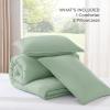 imageAndency Beige Twin Size Comforter Set Solid Bed Comforter 2 Pieces 1 Boho Comforter ampamp 1 Pillowcase Lightweight and Fluffy Plain Beige Bed Comforter Set for All SeasonSage Green