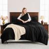 imageAndency Beige Twin Size Comforter Set Solid Bed Comforter 2 Pieces 1 Boho Comforter ampamp 1 Pillowcase Lightweight and Fluffy Plain Beige Bed Comforter Set for All SeasonBlack