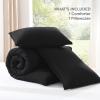imageAndency Beige Twin Size Comforter Set Solid Bed Comforter 2 Pieces 1 Boho Comforter ampamp 1 Pillowcase Lightweight and Fluffy Plain Beige Bed Comforter Set for All SeasonBlack