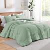 imageAndency Beige Twin Size Comforter Set Solid Bed Comforter 2 Pieces 1 Boho Comforter ampamp 1 Pillowcase Lightweight and Fluffy Plain Beige Bed Comforter Set for All SeasonSage Green