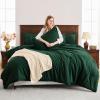 imageAndency Beige Twin Size Comforter Set Solid Bed Comforter 2 Pieces 1 Boho Comforter ampamp 1 Pillowcase Lightweight and Fluffy Plain Beige Bed Comforter Set for All SeasonDark Green