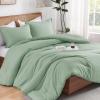 imageAndency Beige Twin Size Comforter Set Solid Bed Comforter 2 Pieces 1 Boho Comforter ampamp 1 Pillowcase Lightweight and Fluffy Plain Beige Bed Comforter Set for All SeasonSage Green