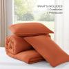 imageAndency Beige Twin Size Comforter Set Solid Bed Comforter 2 Pieces 1 Boho Comforter ampamp 1 Pillowcase Lightweight and Fluffy Plain Beige Bed Comforter Set for All SeasonTerracotta