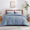 imageAndency Beige Twin Size Comforter Set Solid Bed Comforter 2 Pieces 1 Boho Comforter ampamp 1 Pillowcase Lightweight and Fluffy Plain Beige Bed Comforter Set for All SeasonGrayish Blue