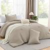 imageAndency Beige Twin Size Comforter Set Solid Bed Comforter 2 Pieces 1 Boho Comforter ampamp 1 Pillowcase Lightweight and Fluffy Plain Beige Bed Comforter Set for All SeasonWheat