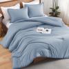imageAndency Beige Twin Size Comforter Set Solid Bed Comforter 2 Pieces 1 Boho Comforter ampamp 1 Pillowcase Lightweight and Fluffy Plain Beige Bed Comforter Set for All SeasonGrayish Blue