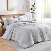 imageAndency Beige Twin Size Comforter Set Solid Bed Comforter 2 Pieces 1 Boho Comforter ampamp 1 Pillowcase Lightweight and Fluffy Plain Beige Bed Comforter Set for All SeasonSilver Grey