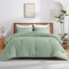 imageAndency Beige Twin Size Comforter Set Solid Bed Comforter 2 Pieces 1 Boho Comforter ampamp 1 Pillowcase Lightweight and Fluffy Plain Beige Bed Comforter Set for All SeasonSage Green