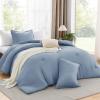 imageAndency Beige Twin Size Comforter Set Solid Bed Comforter 2 Pieces 1 Boho Comforter ampamp 1 Pillowcase Lightweight and Fluffy Plain Beige Bed Comforter Set for All SeasonGrayish Blue