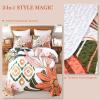 imageAndency Floral Boho Queen Quilt Bedding Set Pink 3 Pieces Farmhouse Flower Botanical Summer Bedspreads with 2 Shams Soft Reversible Lightweight Microfiber Coverlet Set for All Season 90quotx96quotBlushwhite Floral