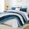 imageAndency Full Size Comforter Set Sage Green  7 Pieces Green Striped Lightweight Bed in a Bag Soft Microfiber Reversible Bedding Set with Comforter Fitted ampamp Flat Sheet Pillowcases ampamp Shams04  Navy Blue
