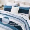 imageAndency Full Size Comforter Set Sage Green  7 Pieces Green Striped Lightweight Bed in a Bag Soft Microfiber Reversible Bedding Set with Comforter Fitted ampamp Flat Sheet Pillowcases ampamp Shams04  Navy Blue