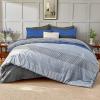 imageAndency Full Size Comforter Set Sage Green  7 Pieces Green Striped Lightweight Bed in a Bag Soft Microfiber Reversible Bedding Set with Comforter Fitted ampamp Flat Sheet Pillowcases ampamp Shams03  Blue Grey