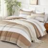 imageAndency Full Size Comforter Set Sage Green  7 Pieces Green Striped Lightweight Bed in a Bag Soft Microfiber Reversible Bedding Set with Comforter Fitted ampamp Flat Sheet Pillowcases ampamp Shams10  Taupe