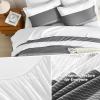 imageAndency Full Size Comforter Set Sage Green  7 Pieces Green Striped Lightweight Bed in a Bag Soft Microfiber Reversible Bedding Set with Comforter Fitted ampamp Flat Sheet Pillowcases ampamp Shams09  Dark Grey