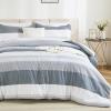 imageAndency Full Size Comforter Set Sage Green  7 Pieces Green Striped Lightweight Bed in a Bag Soft Microfiber Reversible Bedding Set with Comforter Fitted ampamp Flat Sheet Pillowcases ampamp Shams06  Light Grey
