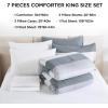 imageAndency Full Size Comforter Set Sage Green  7 Pieces Green Striped Lightweight Bed in a Bag Soft Microfiber Reversible Bedding Set with Comforter Fitted ampamp Flat Sheet Pillowcases ampamp Shams06  Light Grey