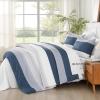 imageAndency Full Size Comforter Set Sage Green  7 Pieces Green Striped Lightweight Bed in a Bag Soft Microfiber Reversible Bedding Set with Comforter Fitted ampamp Flat Sheet Pillowcases ampamp Shams07  Mineral Blue