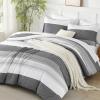 imageAndency Full Size Comforter Set Sage Green  7 Pieces Green Striped Lightweight Bed in a Bag Soft Microfiber Reversible Bedding Set with Comforter Fitted ampamp Flat Sheet Pillowcases ampamp Shams09  Dark Grey