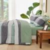 imageAndency Full Size Comforter Set Sage Green  7 Pieces Green Striped Lightweight Bed in a Bag Soft Microfiber Reversible Bedding Set with Comforter Fitted ampamp Flat Sheet Pillowcases ampamp Shams01  Sage Green