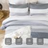 imageAndency Full Size Comforter Set Sage Green  7 Pieces Green Striped Lightweight Bed in a Bag Soft Microfiber Reversible Bedding Set with Comforter Fitted ampamp Flat Sheet Pillowcases ampamp Shams06  Light Grey