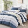 imageAndency Full Size Comforter Set Sage Green  7 Pieces Green Striped Lightweight Bed in a Bag Soft Microfiber Reversible Bedding Set with Comforter Fitted ampamp Flat Sheet Pillowcases ampamp Shams07  Mineral Blue