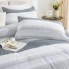 imageAndency Full Size Comforter Set Sage Green  7 Pieces Green Striped Lightweight Bed in a Bag Soft Microfiber Reversible Bedding Set with Comforter Fitted ampamp Flat Sheet Pillowcases ampamp Shams06  Light Grey