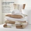 imageAndency Full Size Comforter Set Sage Green  7 Pieces Green Striped Lightweight Bed in a Bag Soft Microfiber Reversible Bedding Set with Comforter Fitted ampamp Flat Sheet Pillowcases ampamp Shams10  Taupe