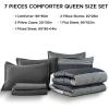 imageAndency Full Size Comforter Set Sage Green  7 Pieces Green Striped Lightweight Bed in a Bag Soft Microfiber Reversible Bedding Set with Comforter Fitted ampamp Flat Sheet Pillowcases ampamp Shams02  Black White