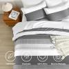 imageAndency Full Size Comforter Set Sage Green  7 Pieces Green Striped Lightweight Bed in a Bag Soft Microfiber Reversible Bedding Set with Comforter Fitted ampamp Flat Sheet Pillowcases ampamp Shams09  Dark Grey