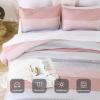 imageAndency Full Size Comforter Set Sage Green  7 Pieces Green Striped Lightweight Bed in a Bag Soft Microfiber Reversible Bedding Set with Comforter Fitted ampamp Flat Sheet Pillowcases ampamp Shams05  Pink